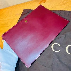 EUC GUCCI Tiger Animalier Bordeaux Leather Oversized Wristlet Clutch - HTF